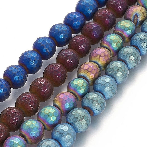 

PandaHall Non-magnetic Synthetic Hematite Beads Strands, Vacuum Plating, Grade A, Faceted(128 Facets) Round, Mixed Color, 9.5~10mm, Hole...