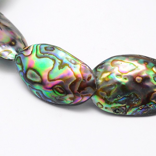 

PandaHall Natural Paua Shell Beads Strands, Oval, 18~25x12~15mm, Hole: 1.2mm, about 18pcs/strand, 16 inch Paua Shell Oval