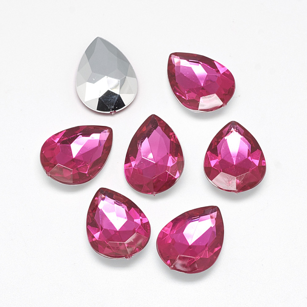 

PandaHall Acrylic Rhinestone Pointed Back Cabochons, Faceted, Bottom Silver Plated, teardrop, Camellia, 18x13x4.5~4.8mm Acrylic Rhinestone..., Pink