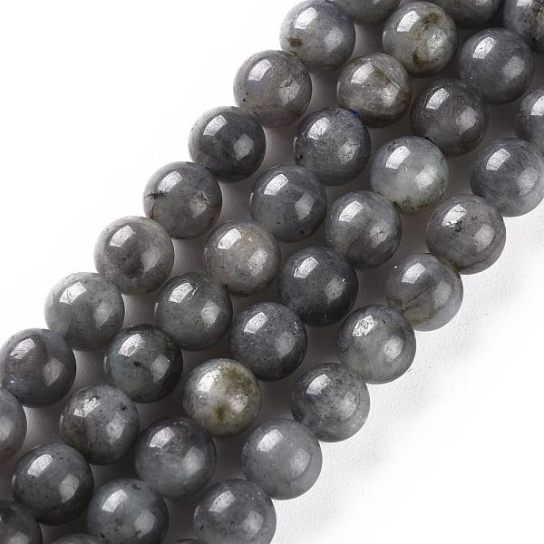 PandaHall Natural Black Labradorite Beads Strands, Grade AB+, Round, 6mm, Hole: 0.8mm, about 62~65pcs/strand, 15.3 inch Larvikite Round