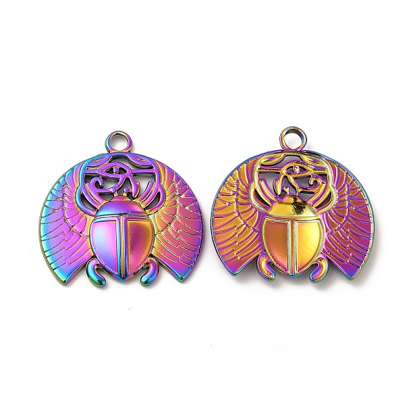 

PandaHall Ion Plating(IP) 304 Stainless Steel Pendants, Beetle Charm, Rainbow Color, 25.5x25.5x2mm, Hole: 3mm 304 Stainless Steel Beetle