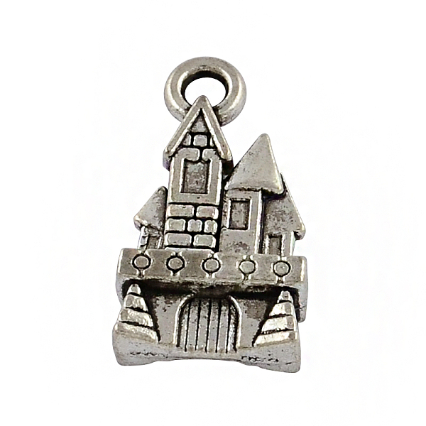 

PandaHall Tibetan Style Zinc Alloy Pendants, Lead Free & Cadmium Free, Castle, Antique Silver, 21x11x5mm, Hole: 2mm, about 227pcs/500g Alloy...