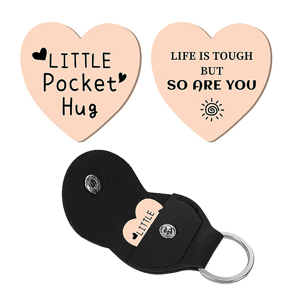 

PandaHall CREATCABIN 1Pc Heart Shape 201 Stainless Steel Commemorative Decision Maker Coin, Pocket Hug Coin, with 1Pc PU Leather Storage...