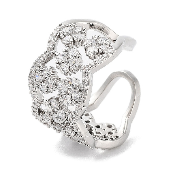 

PandaHall Rack Plating Brass Micro Pave Cubic Zirconia Cuff Rings, Long-Lasting Plated for Women, Lead Free & Cadmium Free, Platinum, US...