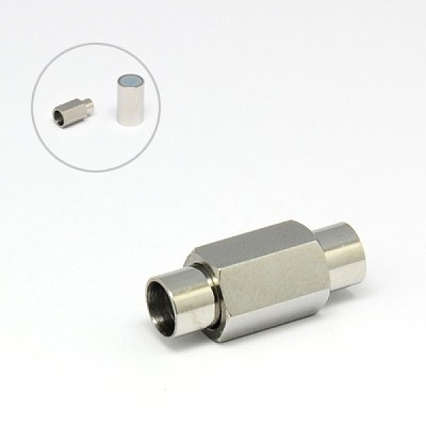 

PandaHall 304 Stainless Steel Magnetic Clasps with Glue-in Ends, Column, Stainless Steel Color, 20mm, Hole: 5mm, In Diameter: 8mm Stainless...