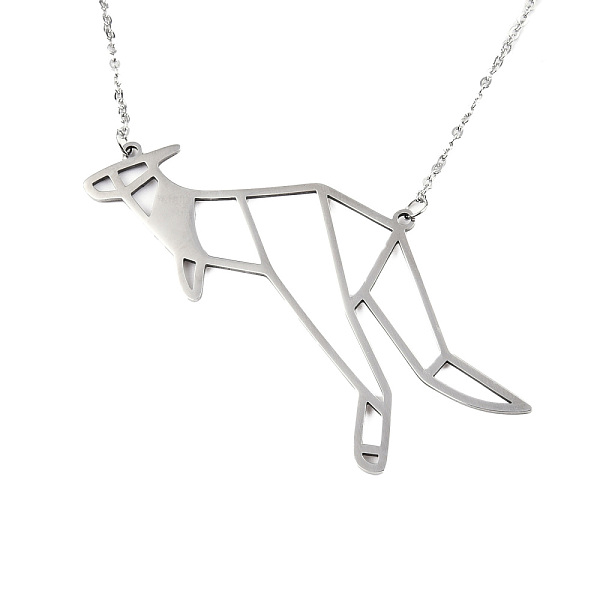 

PandaHall 201 Stainless Steel Pendant Necklaces, with Cable Chains, Kangaroo, Stainless Steel Color, 17.9 inch(45.5cm), 2mm, Kangaroo...