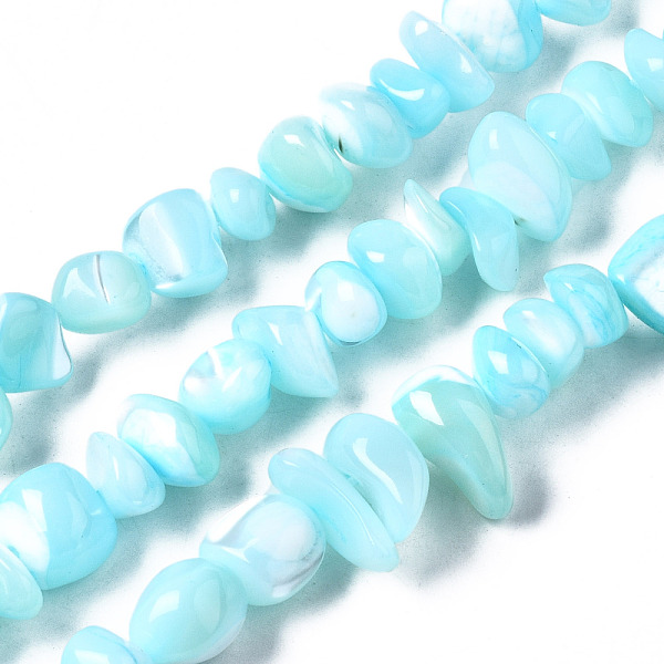 

PandaHall Natural Trochid Shell/Trochus Shell Bead Strands, Nuggets Chips, Dyed, Sky Blue, 3.5~13x6~12x3~8mm, Hole: 0.9mm, about...