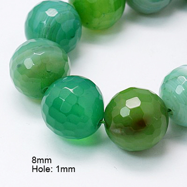 

PandaHall Natural Agate Beads Strands, Dyed, Faceted, Round, Medium Sea Green, 8mm, Hole: 1mm, about 48pcs/strand, 15.7 inch Natural Agate...