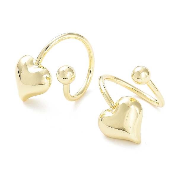 

PandaHall Brass Open Cuff Rings for Women, Heart, Real 18K Gold Plated, Inner Diameter: 19mm Brass Heart