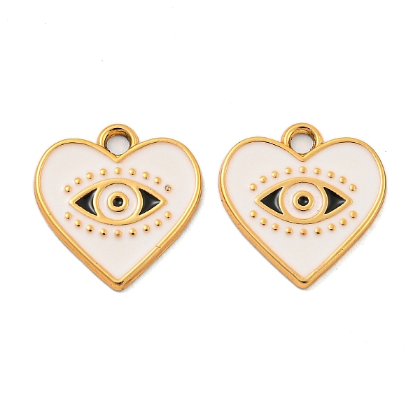 

PandaHall UV Plating Alloy Enamel Pendants, Heart with Eye Charm, Golden, 17x16x1.5mm, Hole: 2mm Alloy+Enamel Heart White