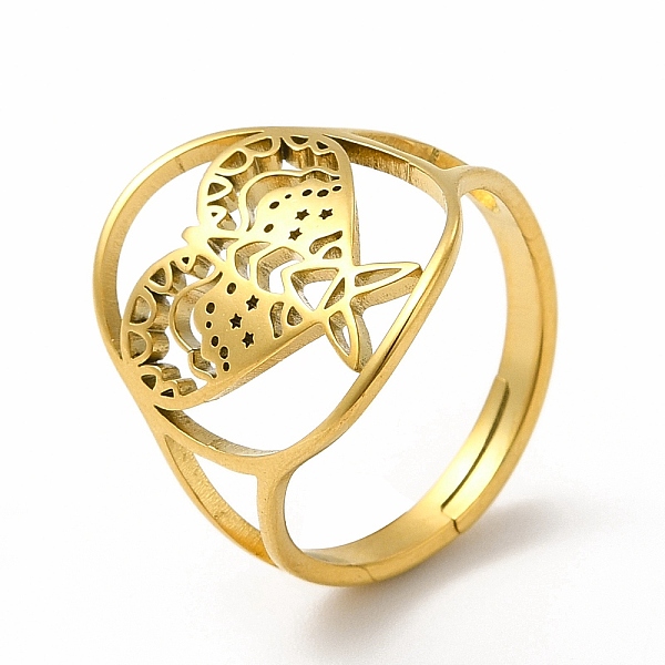 

PandaHall Ion Plating(IP) 304 Stainless Steel Kite Adjustable Ring for Women, Real 18K Gold Plated, US Size 6 1/4(16.7mm) 304 Stainless...