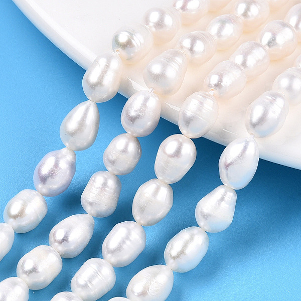 

PandaHall Natural Cultured Freshwater Pearl Beads Strands, Baroque Keshi Pearl Rice Beads, Seashell Color, 8.5~11x7~7.7mm, Hole: 0.7~0.8mm...