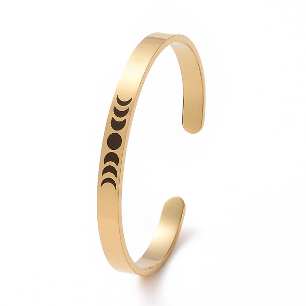 

PandaHall 304 Stainless Steel Moon Phase Open Cuff Bangle for Men Women, Golden, Inner Diameter: 1-7/8~2-3/8 inch(4.75~5.9cm) 304 Stainless...