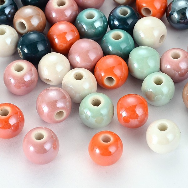 

PandaHall Pearlized Handmade Porcelain Round Beads, Mixed Color, 6mm, Hole: 1.5mm Porcelain Round Multicolor