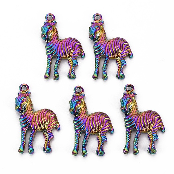 

PandaHall Rainbow Color Alloy Pendants, Cadmium Free & Nickel Free & Lead Free, Zebra Shape, 29.5x19x4mm, Hole: 1.4mm Alloy Other Animal
