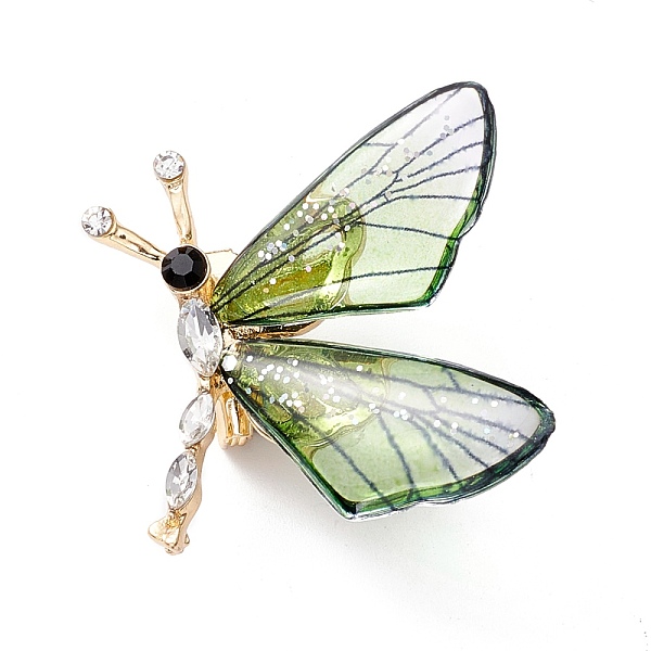 

PandaHall Butterfly Enamel Pin, Exquisite Insect Alloy Rhinestone Brooch for Women Girl, Light Gold, Yellow Green, 28.5x29x7mm, Pin: 0.7mm..., Black