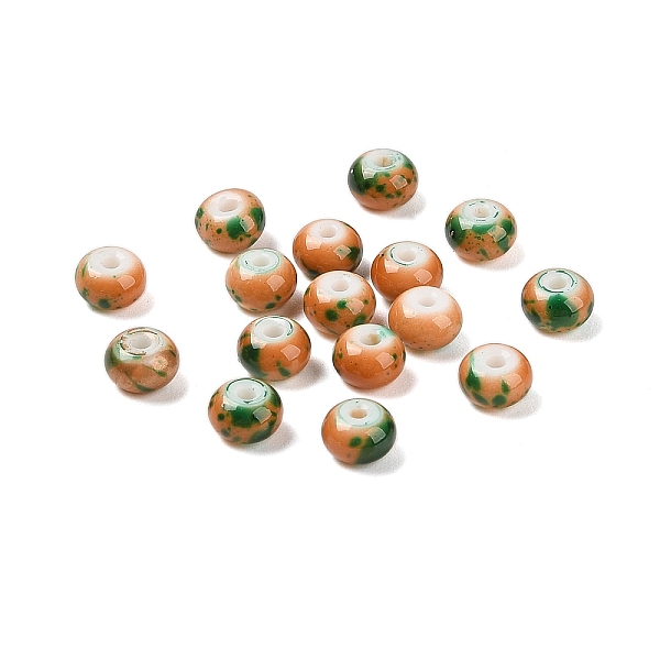 

PandaHall Opaque Spray Painted Glass Beads, Rondelle, Green, 8x5mm, Hole: 2mm, about 1041pcs/500g Glass Rondelle Green