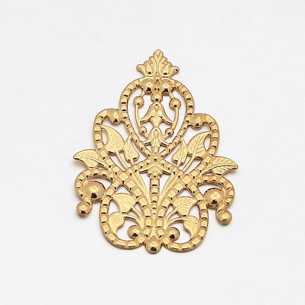 

PandaHall Brass Flower Filigree Findings, Golden, 49x35x1mm Brass Flower