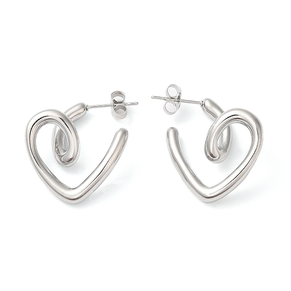 304 Stainless Steel Heart Stud Earrings