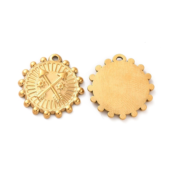 

PandaHall Ion Plating(IP) 304 Stainless Steel Pendants, Flat Round with Arrow Charm, Golden, 22x21x2mm, Hole: 1.2mm 304 Stainless Steel Flat...