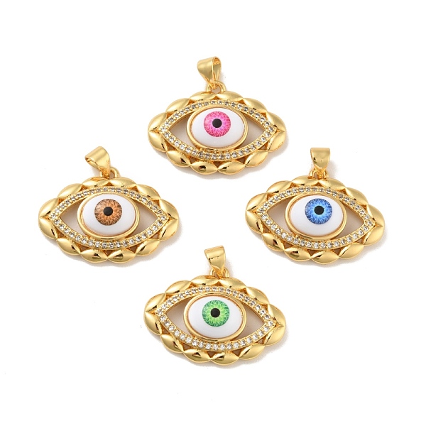

PandaHall Brass Micro Pave Cubic Zirconia Pendants, with Acrylic, Cadmium Free & Lead Free, Long-Lasting Plated, Evil Eye, Real 18K Gold..., Multicolor