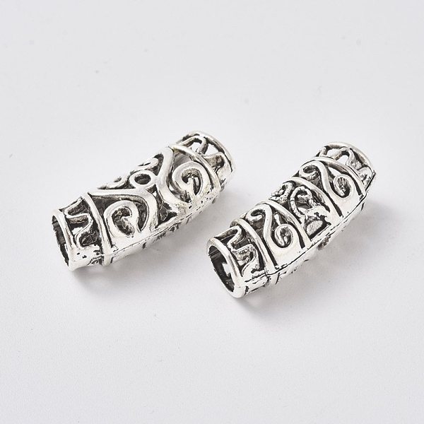 

PandaHall Tibetan Style Alloy Tube Beads, Curved, Hollow, Antique Silver, 25.5x9mm, Hole: 7mm Alloy Tube