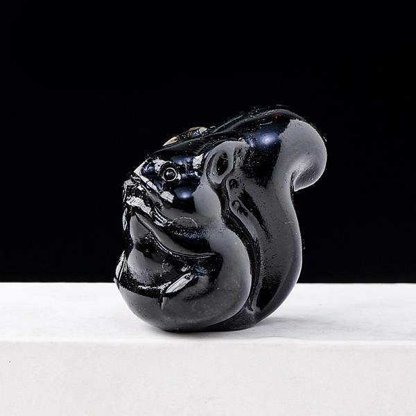 

PandaHall Natural Obsidian Display Decorations, for Home Decoration,Squirrel, 27x29mm Obsidian Squirrel