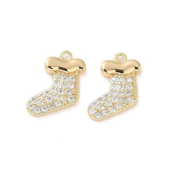 

PandaHall Brass Micro Pave Cubic Zirconia Pendants, Socks, Real 18K Gold Plated, 13x11x2mm, Hole: 1.2mm Brass+Cubic Zirconia Christmas..., Clear