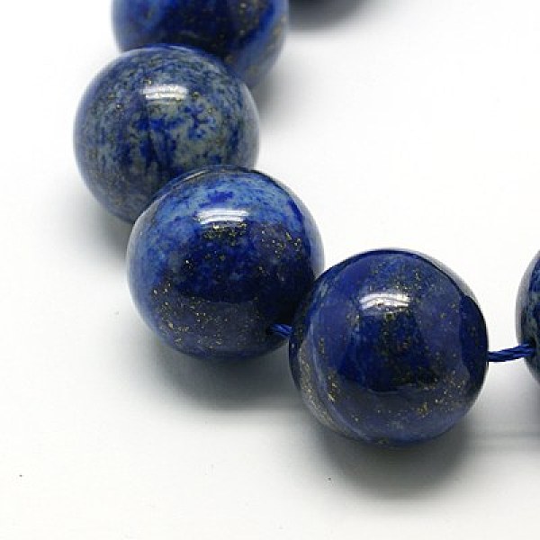 PandaHall Natural Lapis Lazuli Beads Strands, Dyed, Round, Midnight Blue, 20mm, Hole: 1mm, 15.7 inch Lapis Lazuli Round Blue