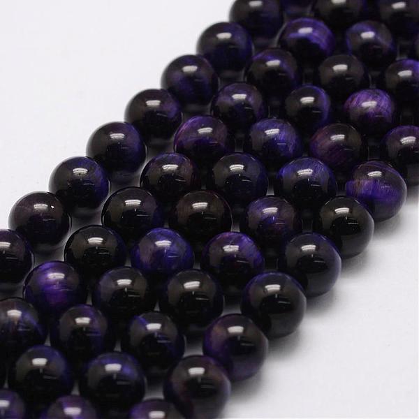 

PandaHall Natural Tiger Eye Bead Strands, Round, Dyed & Heated, Indigo, 10mm, Hole: 1.2mm, about 38pcs/strand, 14.9 inch~15.5 inch Tiger Eye..., Purple