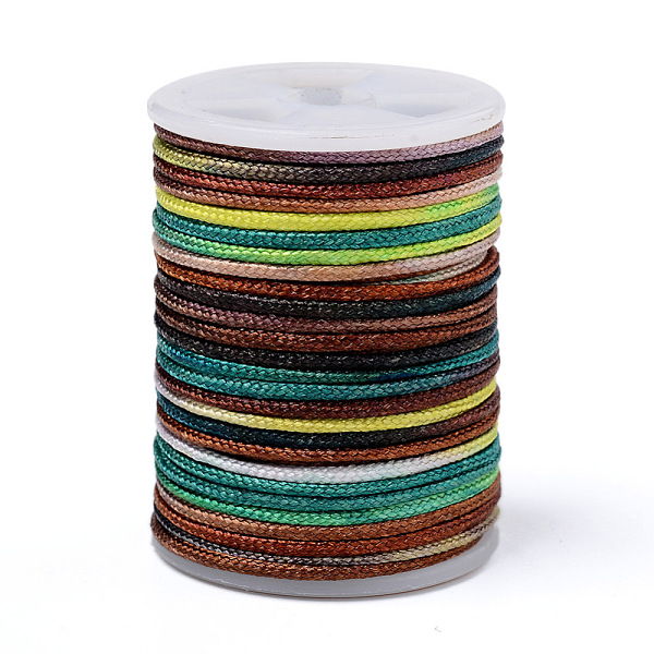

PandaHall Segment Dyed Polyester Thread, Braided Cord, Colorful, 1.5mm, about 5.46 yards(5m)/roll Polyester