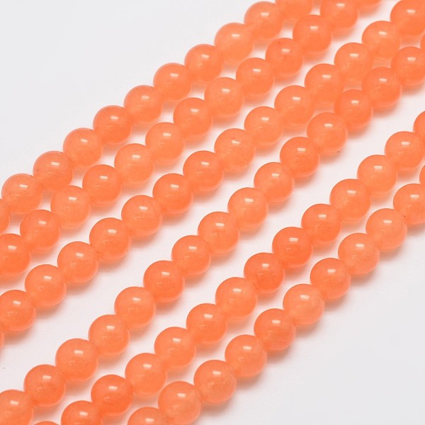 

PandaHall Natural & Dyed Malaysia Jade Bead Strands, Round, Light Salmon, 8mm, Hole: 1.0mm, about 48pcs/strand, 15 inch Malaysia Jade Round..., Red