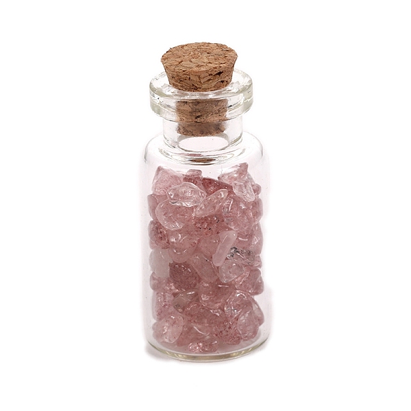 

PandaHall Natural Strawberry Quartz Display Decorations, with Glass Bottle, Home Decoration, 16x38mm Strawberry Quartz Bottle