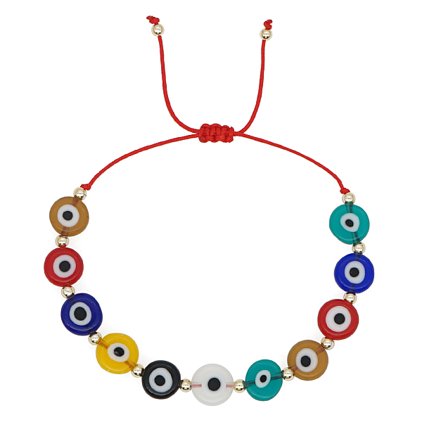 

PandaHall 10mm Colorful Glass Evil Eye Adjustable Braided Bead Bracelets for Women Men Glass Evil Eye