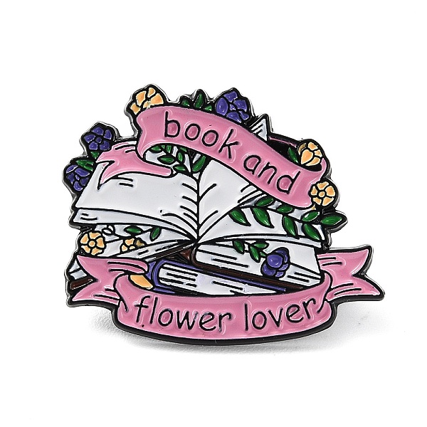 

PandaHall Book & Flower Enamel Pins, Black Alloy Brooch for Backpack Clothing, Flamingo, 22.5x28x1.3mm Alloy+Enamel Book Pink