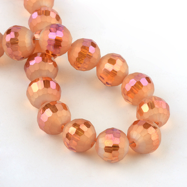 

PandaHall Faceted Round Electroplate Glass Bead Strands, Rainbow Plated, Chocolate, 9.5~10mm, Hole: 2mm, about 72pcs/strand, 26.7 inch Glass..., Brown