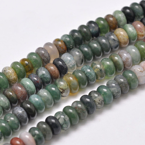 

PandaHall Natural Indian Agate Beads Strands, Rondelle, Dark Green, 6x4mm, Hole: 1mm, about 95~96pcs/strand, 15.1 inch Indian Agate Rondelle...