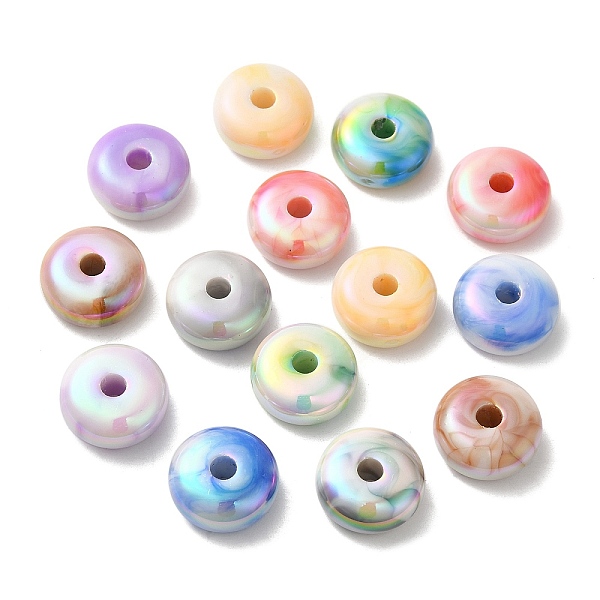 

PandaHall Acrylic Opaque Beads, Two Tone, Rondelle, Mixed Color, 16x7.5mm, Hole: 3.8mm Acrylic Rondelle Multicolor