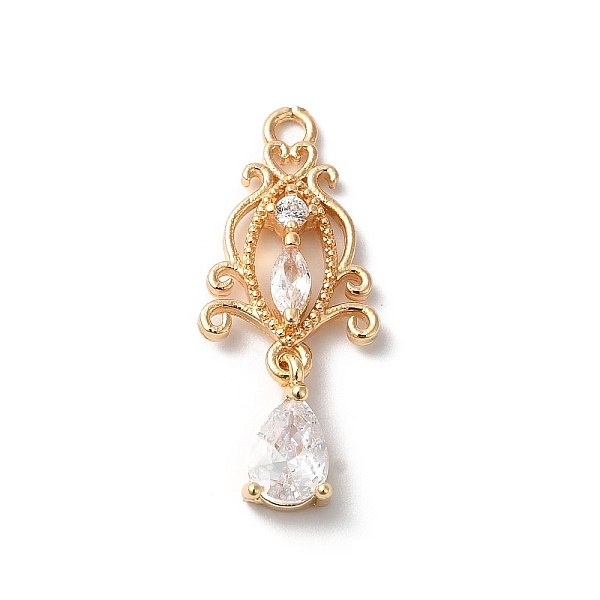 

PandaHall Brass and Glass Pendants, Teardrop, Golden, 18.5x11x4mm, Hole: 1.6mm Brass+Glass Teardrop Clear
