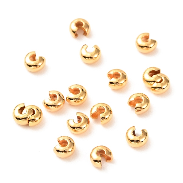 

PandaHall Brass Crimp Beads Covers, Real 18K Gold Plated, 5.5x6.5x3.5mm, Hole: 2mm Brass