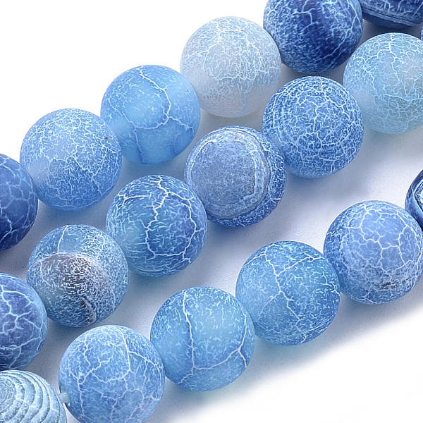 

PandaHall Natural Weathered Agate Beads Strands, Frosted, Dyed, Round, Deep Sky Blue, 8mm, Hole: 1mm, about 47pcs/strand, 15.7 inch...