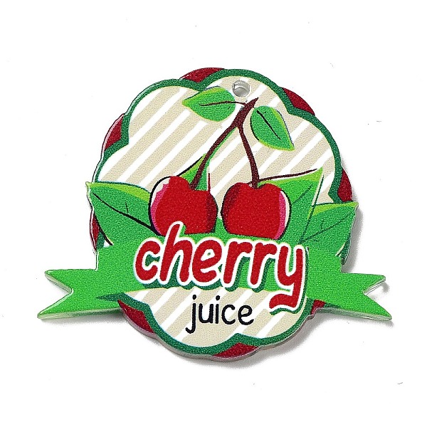 

PandaHall Fruit Theme Acrylic Pendants, Cherry, 37.5x43.5x2.5mm, Hole: 1.5mm Acrylic Cherry