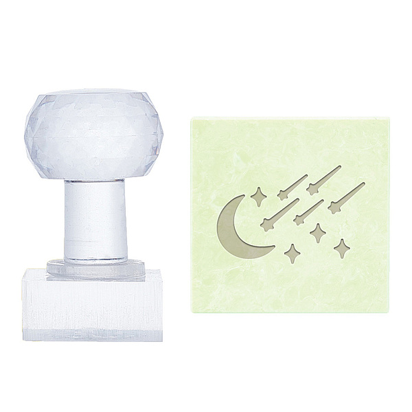 

PandaHall PH Moon Meteor Acrylic Stamp, Soap Embossing Stamp Soap Chapter Imprint Stamp with Handle Rectangle Personalized Clay Stamp for..., Clear
