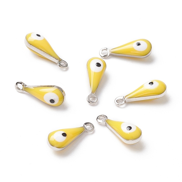 

PandaHall Brass Charms, with Double-sided Enamel, Long-Lasting Plated, Real 18K Gold/925 Sterling Silver Plated, Teardrop with Evil Eye..., Multicolor