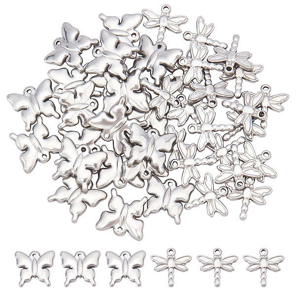 

PandaHall DICOSMETIC 40Pcs 2 Style Stainless Steel Animal Pendant Charms Dragonfly and Butterfly Dangle Charms Puffed Earring Pendant Charms...