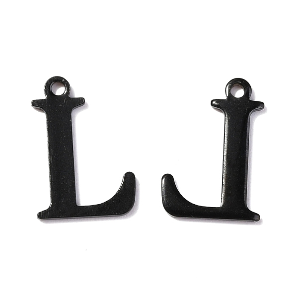 

PandaHall 304 Stainless Steel Alphabet Charms, Electrophoresis Black, Letter.L, 12x8x1mm, Hole: 1mm 304 Stainless Steel Letter L