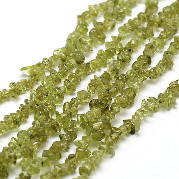 

PandaHall Natural Peridot Beads Strands, Chip, Olive Drab, 3~5x7~13x2~4mm, Hole: 0.4mm, about 32~32.5 inch Peridot Chip Green