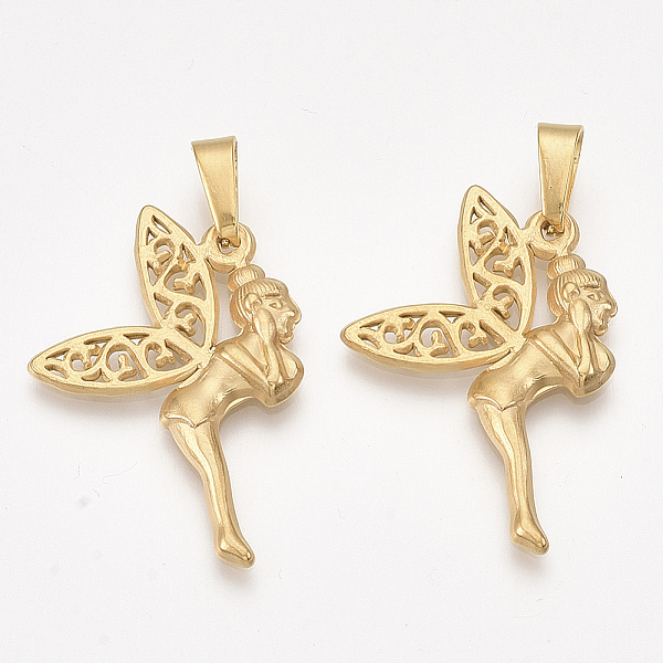 

PandaHall 304 Stainless Steel Pendants, Fairy, Golden, 32x22x2.5mm, Hole: 8x4mm 304 Stainless Steel Angel & Fairy