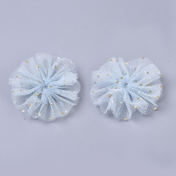 

PandaHall Organza Fabric Flowers, with Foil, for DIY Headbands Flower Accessories Wedding Hair Accessories for Girls Women, Light Sky Blue...