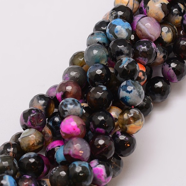

PandaHall Natural Fire Crackle Agate Bead Strands, Dyed, Faceted, Round, Black, 10mm, Hole: 1.5mm, about 38pcs/strand, 14 inch Fire Crackle...